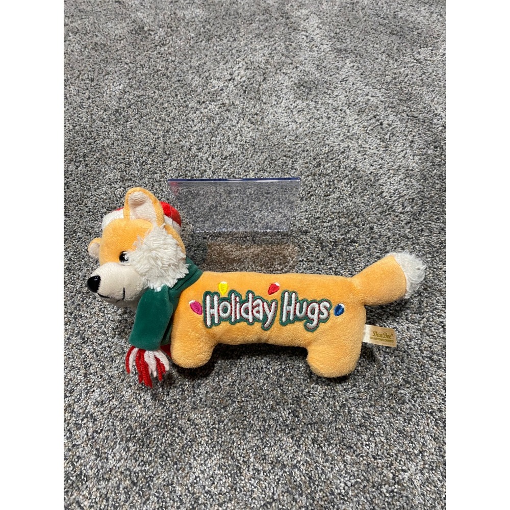 Dan‎ Dee Holiday Hugs Corgi Plush Christmas Dog Santa Hat Scarf Orange